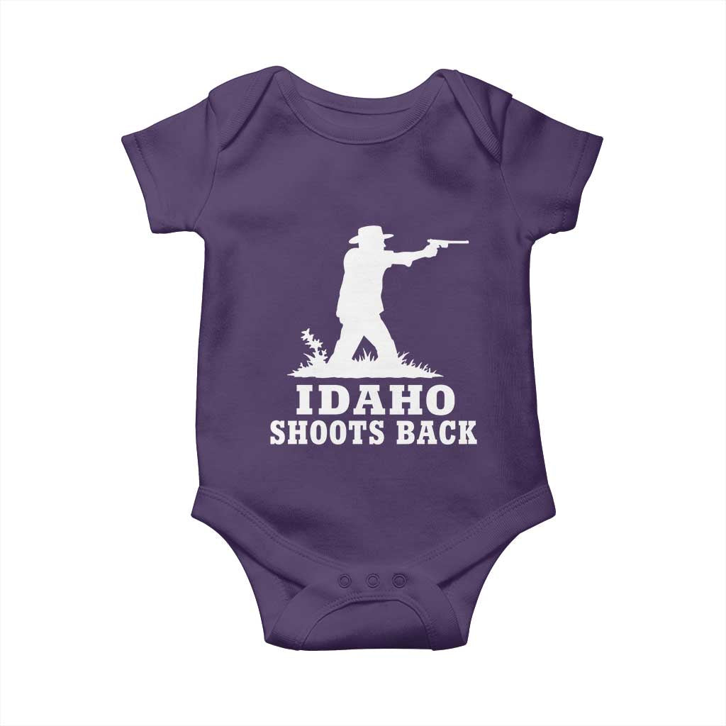 Idaho Shoots Back Cowboy Gunslinger Silhouette Patriotic Graphic Baby Onesie