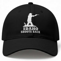 Idaho Shoots Back Cowboy Gunslinger Silhouette Patriotic Graphic Baseball Cap