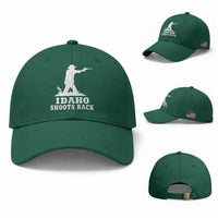 Idaho Shoots Back Cowboy Gunslinger Silhouette Patriotic Graphic Baseball Cap