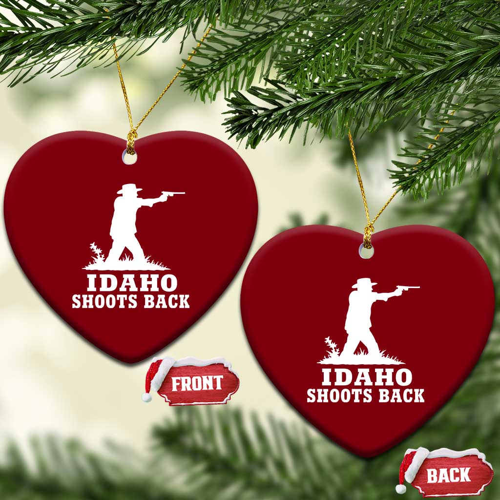 Idaho Shoots Back Cowboy Gunslinger Silhouette Patriotic Graphic Ceramic Ornament