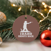 Idaho Shoots Back Cowboy Gunslinger Silhouette Patriotic Graphic Ceramic Ornament