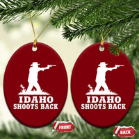 Idaho Shoots Back Cowboy Gunslinger Silhouette Patriotic Graphic Ceramic Ornament