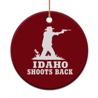 Idaho Shoots Back Cowboy Gunslinger Silhouette Patriotic Graphic Ceramic Ornament