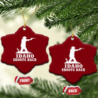 Idaho Shoots Back Cowboy Gunslinger Silhouette Patriotic Graphic Ceramic Ornament