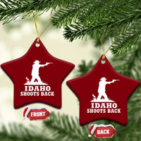 Idaho Shoots Back Cowboy Gunslinger Silhouette Patriotic Graphic Ceramic Ornament