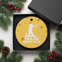 Idaho Shoots Back Cowboy Gunslinger Silhouette Patriotic Graphic Ceramic Ornament