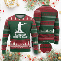 Idaho Shoots Back Cowboy Gunslinger Silhouette Patriotic Graphic Ugly Christmas Sweater