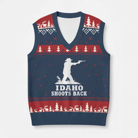 Idaho Shoots Back Cowboy Gunslinger Silhouette Patriotic Graphic V-Neck Knit Sweater Vest