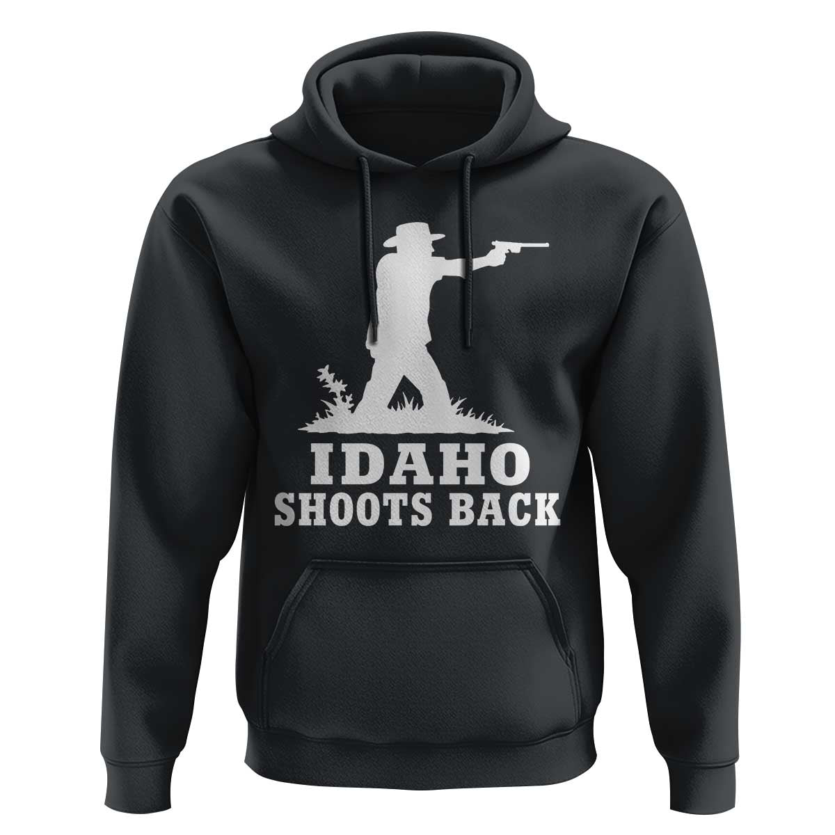 Idaho Shoots Back Cowboy Gunslinger Silhouette Patriotic Graphic Hoodie