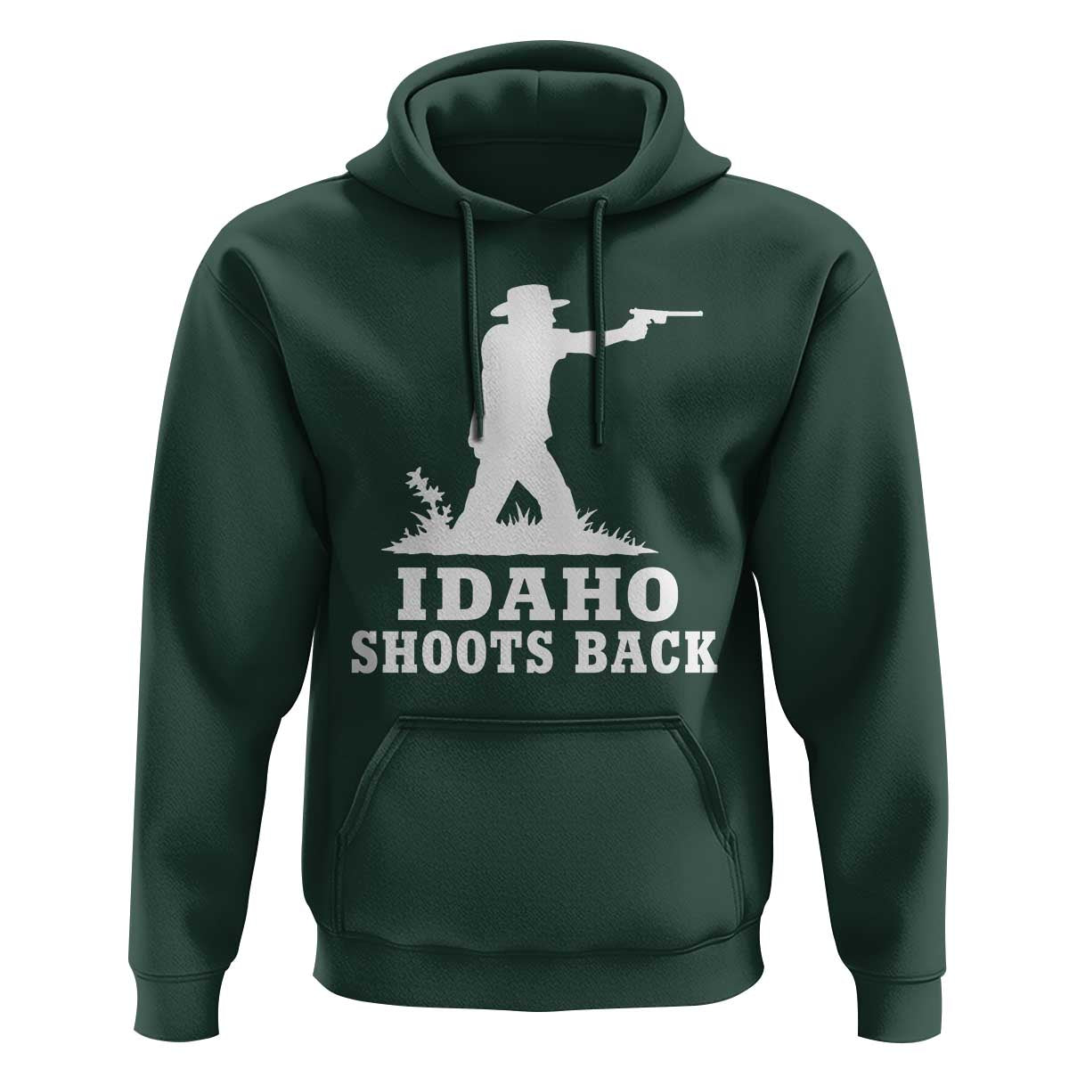 Idaho Shoots Back Cowboy Gunslinger Silhouette Patriotic Graphic Hoodie