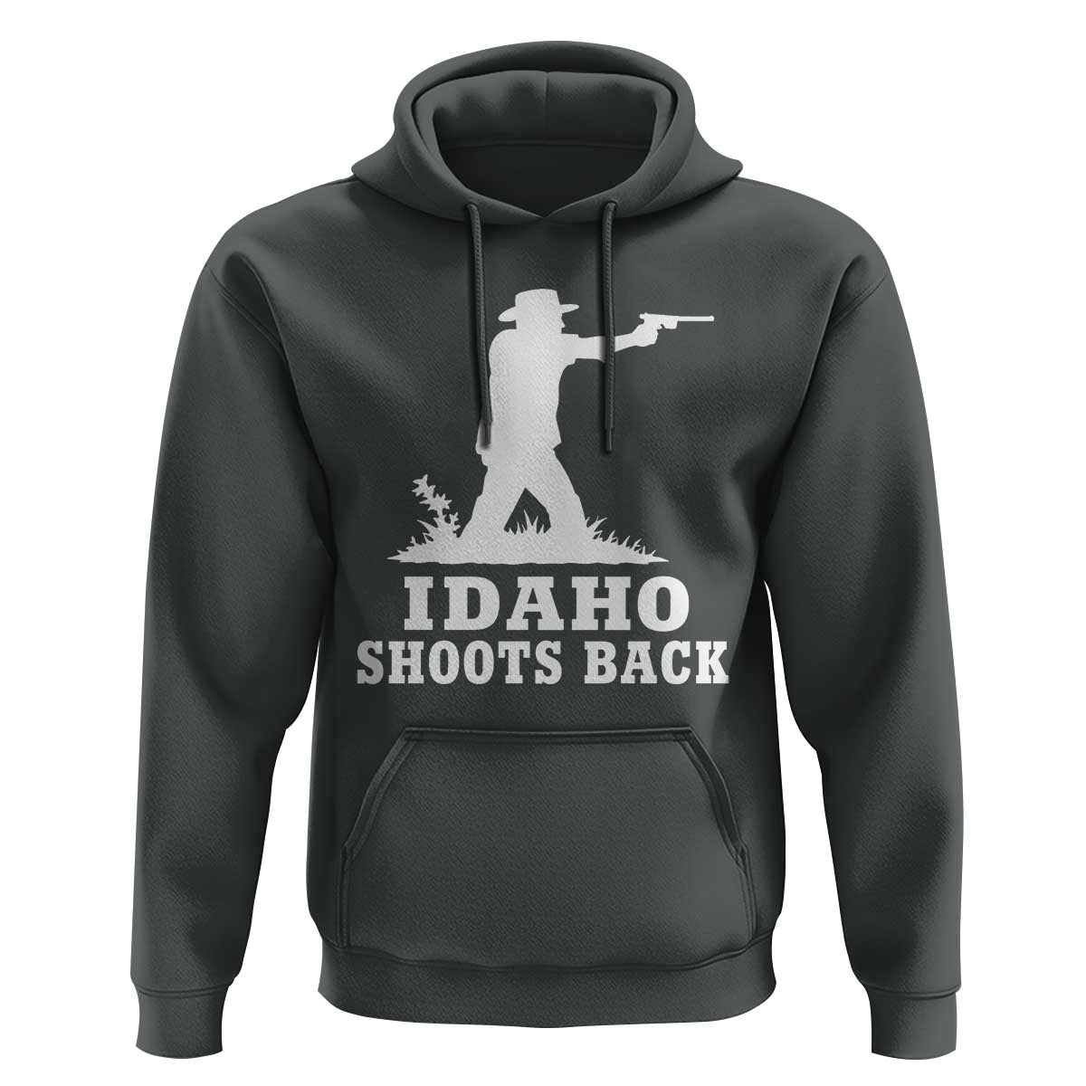 Idaho Shoots Back Cowboy Gunslinger Silhouette Patriotic Graphic Hoodie