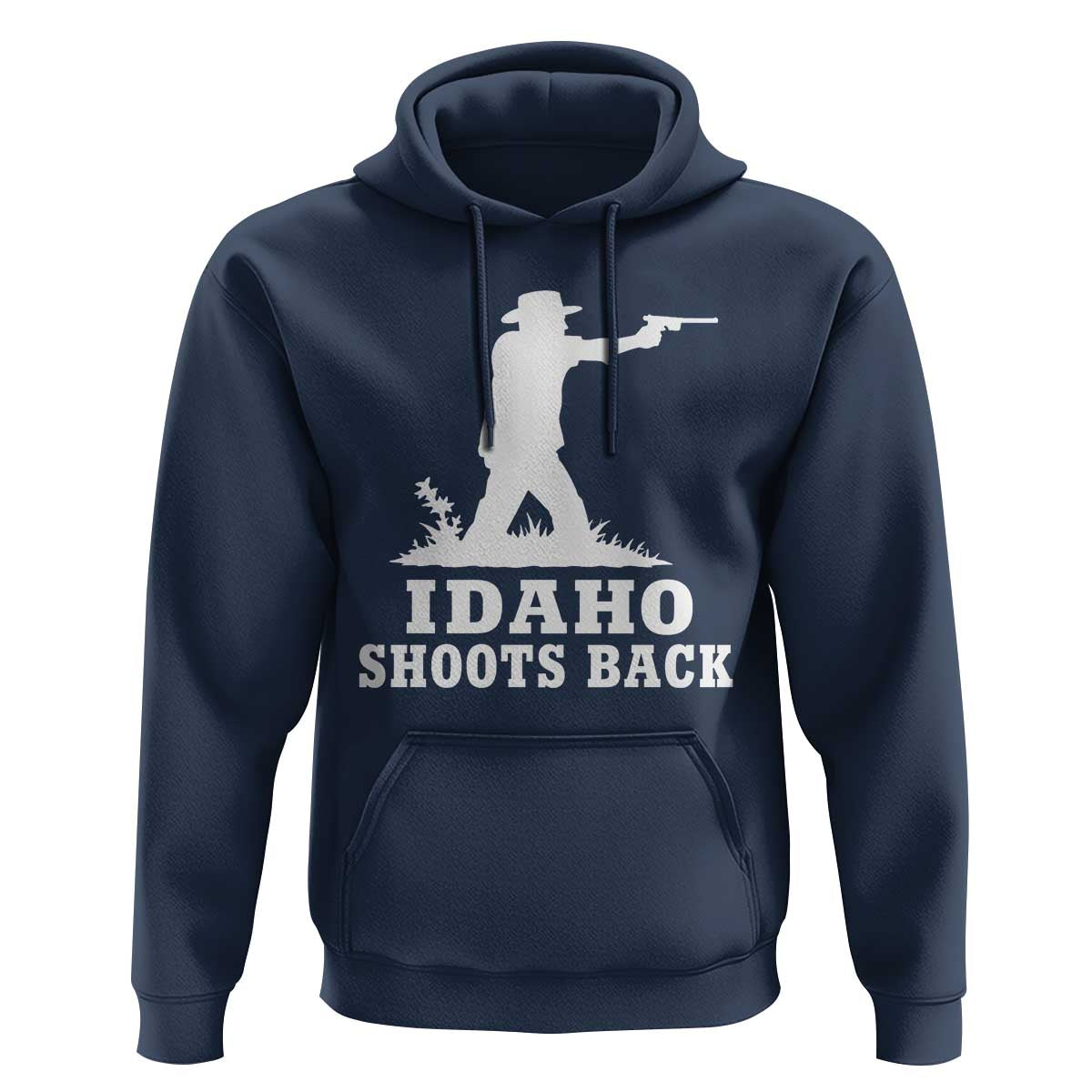 Idaho Shoots Back Cowboy Gunslinger Silhouette Patriotic Graphic Hoodie