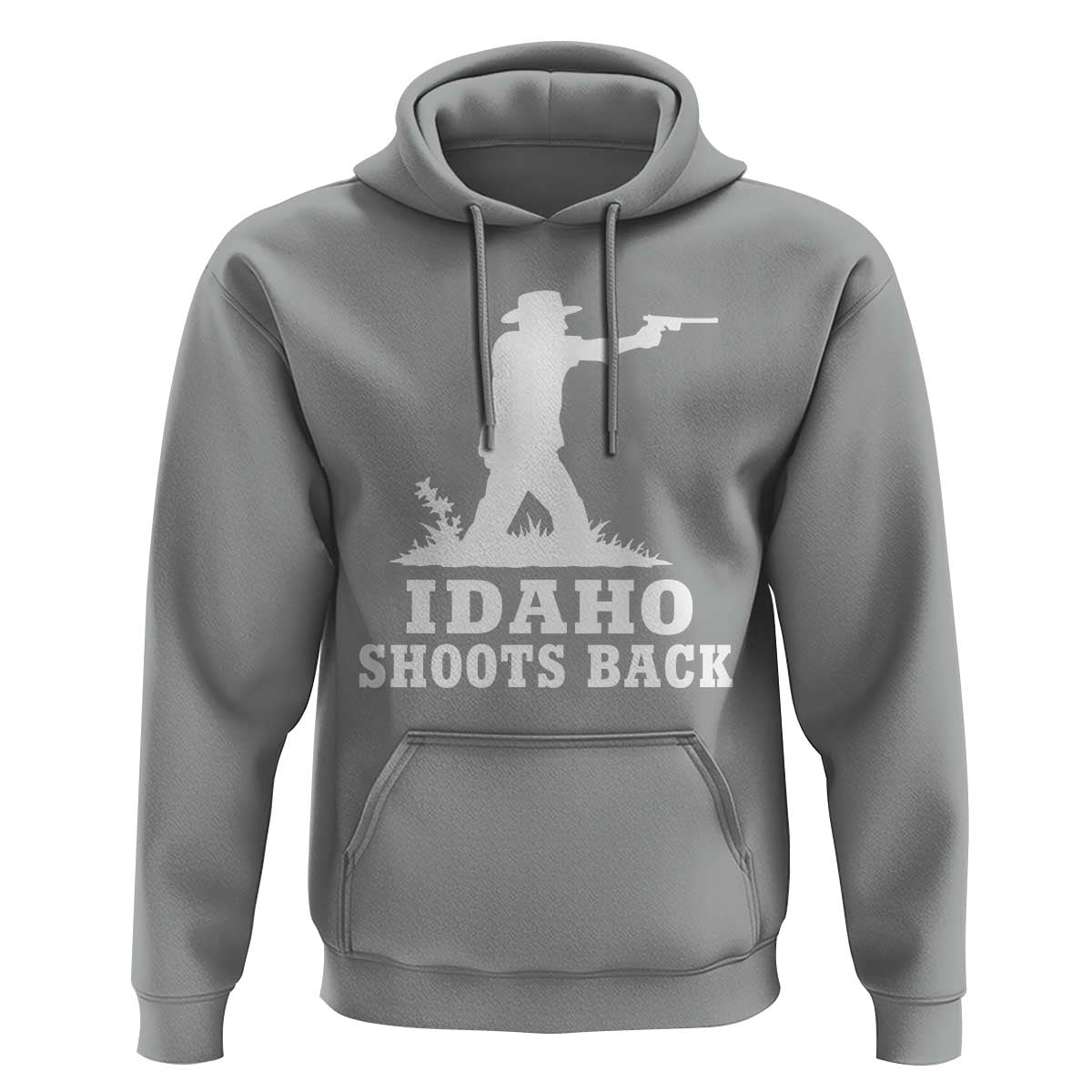 Idaho Shoots Back Cowboy Gunslinger Silhouette Patriotic Graphic Hoodie