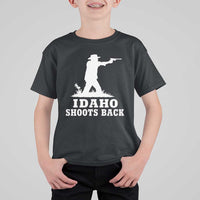 Idaho Shoots Back Cowboy Gunslinger Silhouette Patriotic Graphic T Shirt For Kid