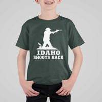 Idaho Shoots Back Cowboy Gunslinger Silhouette Patriotic Graphic T Shirt For Kid