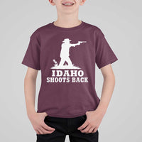 Idaho Shoots Back Cowboy Gunslinger Silhouette Patriotic Graphic T Shirt For Kid