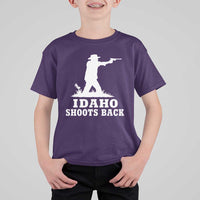 Idaho Shoots Back Cowboy Gunslinger Silhouette Patriotic Graphic T Shirt For Kid