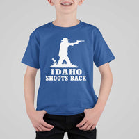 Idaho Shoots Back Cowboy Gunslinger Silhouette Patriotic Graphic T Shirt For Kid