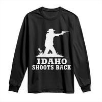 Idaho Shoots Back Cowboy Gunslinger Silhouette Patriotic Graphic Long Sleeve Shirt