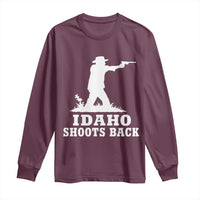 Idaho Shoots Back Cowboy Gunslinger Silhouette Patriotic Graphic Long Sleeve Shirt