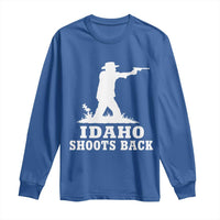 Idaho Shoots Back Cowboy Gunslinger Silhouette Patriotic Graphic Long Sleeve Shirt