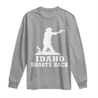 Idaho Shoots Back Cowboy Gunslinger Silhouette Patriotic Graphic Long Sleeve Shirt