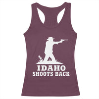 Idaho Shoots Back Cowboy Gunslinger Silhouette Patriotic Graphic Racerback Tank Top
