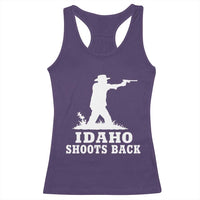 Idaho Shoots Back Cowboy Gunslinger Silhouette Patriotic Graphic Racerback Tank Top