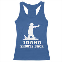 Idaho Shoots Back Cowboy Gunslinger Silhouette Patriotic Graphic Racerback Tank Top