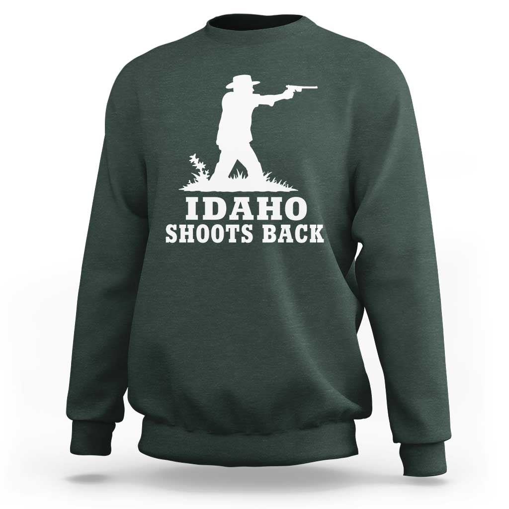 Idaho Shoots Back Cowboy Gunslinger Silhouette Patriotic Graphic Sweatshirt