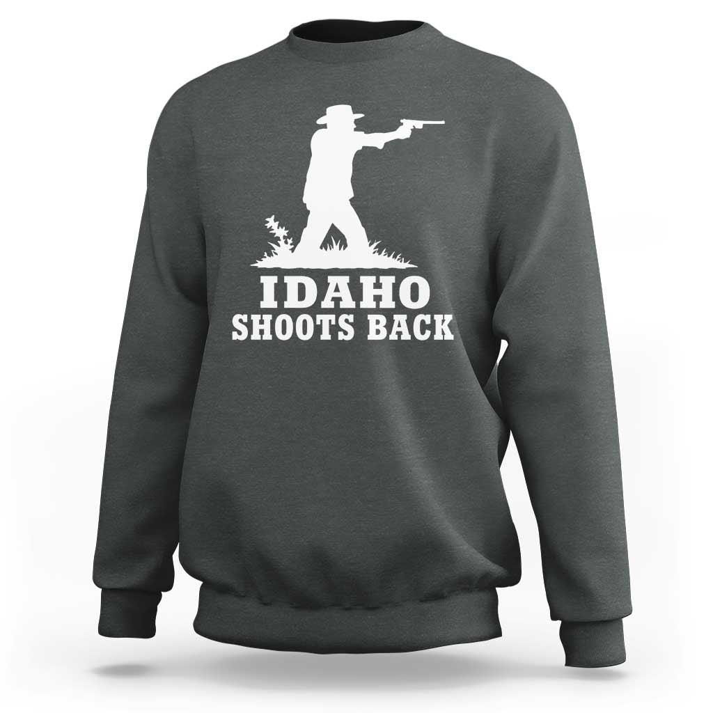 Idaho Shoots Back Cowboy Gunslinger Silhouette Patriotic Graphic Sweatshirt