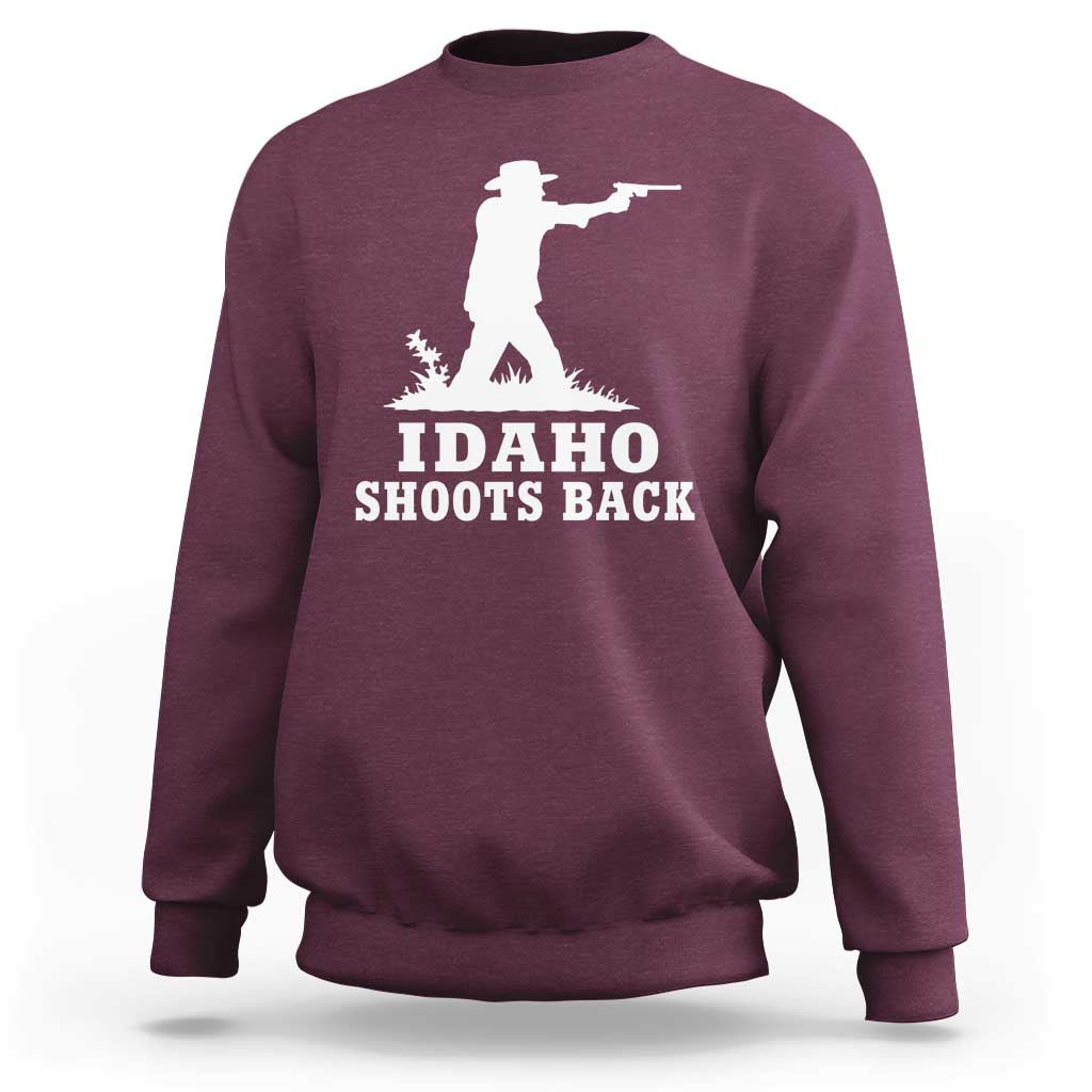 Idaho Shoots Back Cowboy Gunslinger Silhouette Patriotic Graphic Sweatshirt