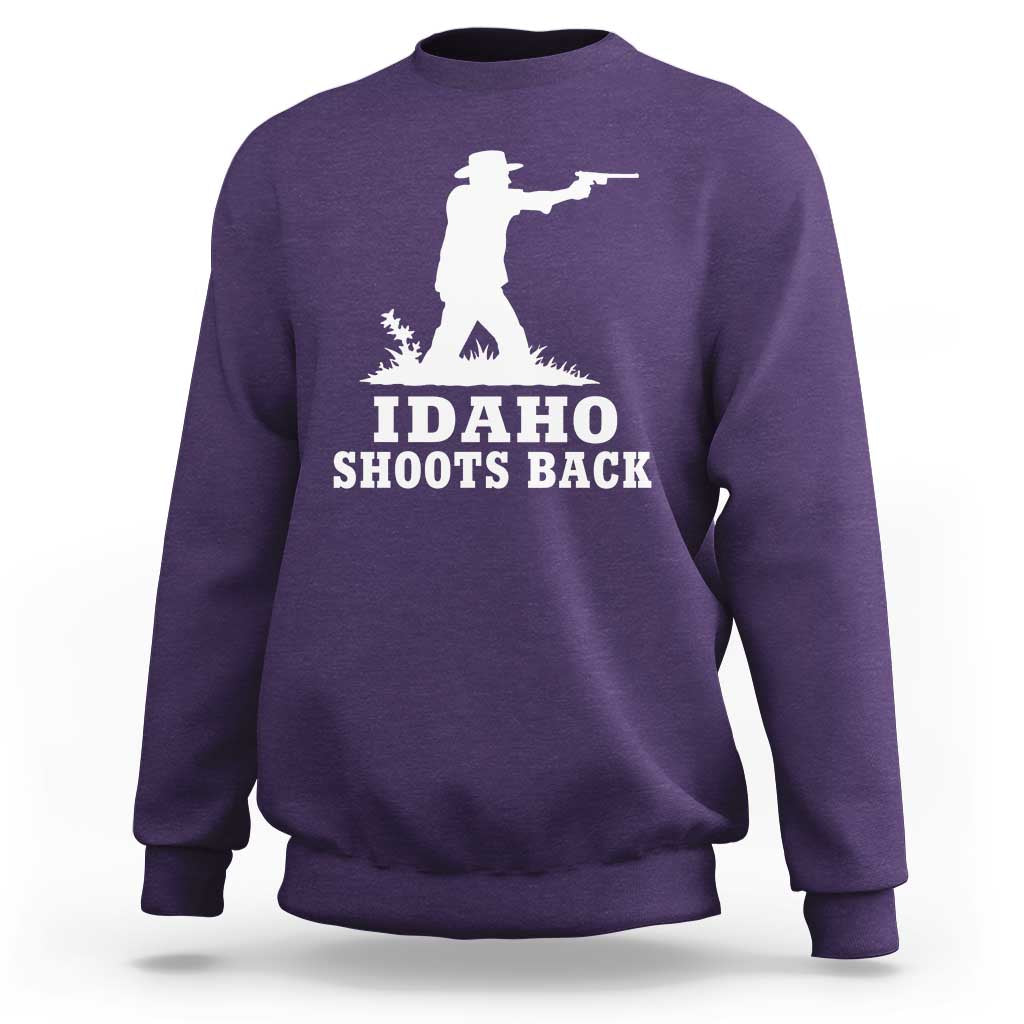 Idaho Shoots Back Cowboy Gunslinger Silhouette Patriotic Graphic Sweatshirt