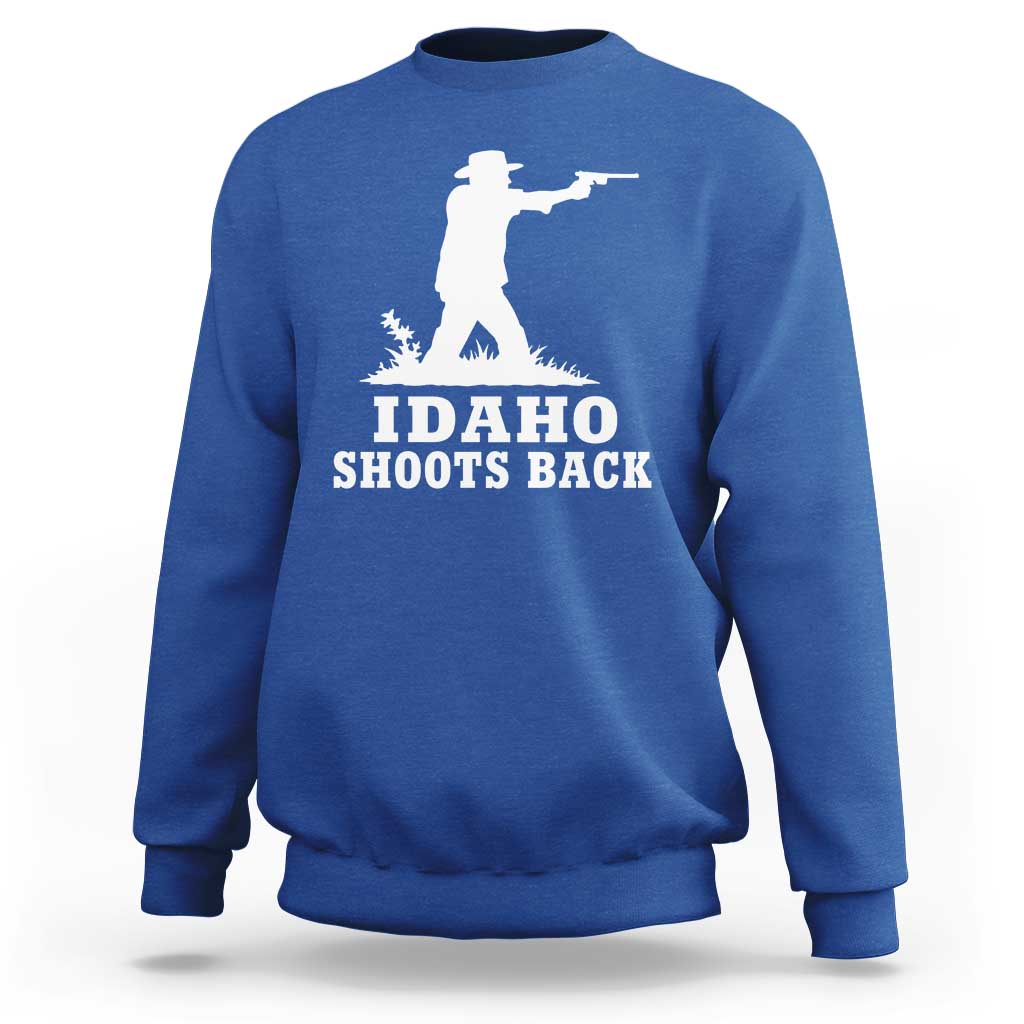 Idaho Shoots Back Cowboy Gunslinger Silhouette Patriotic Graphic Sweatshirt