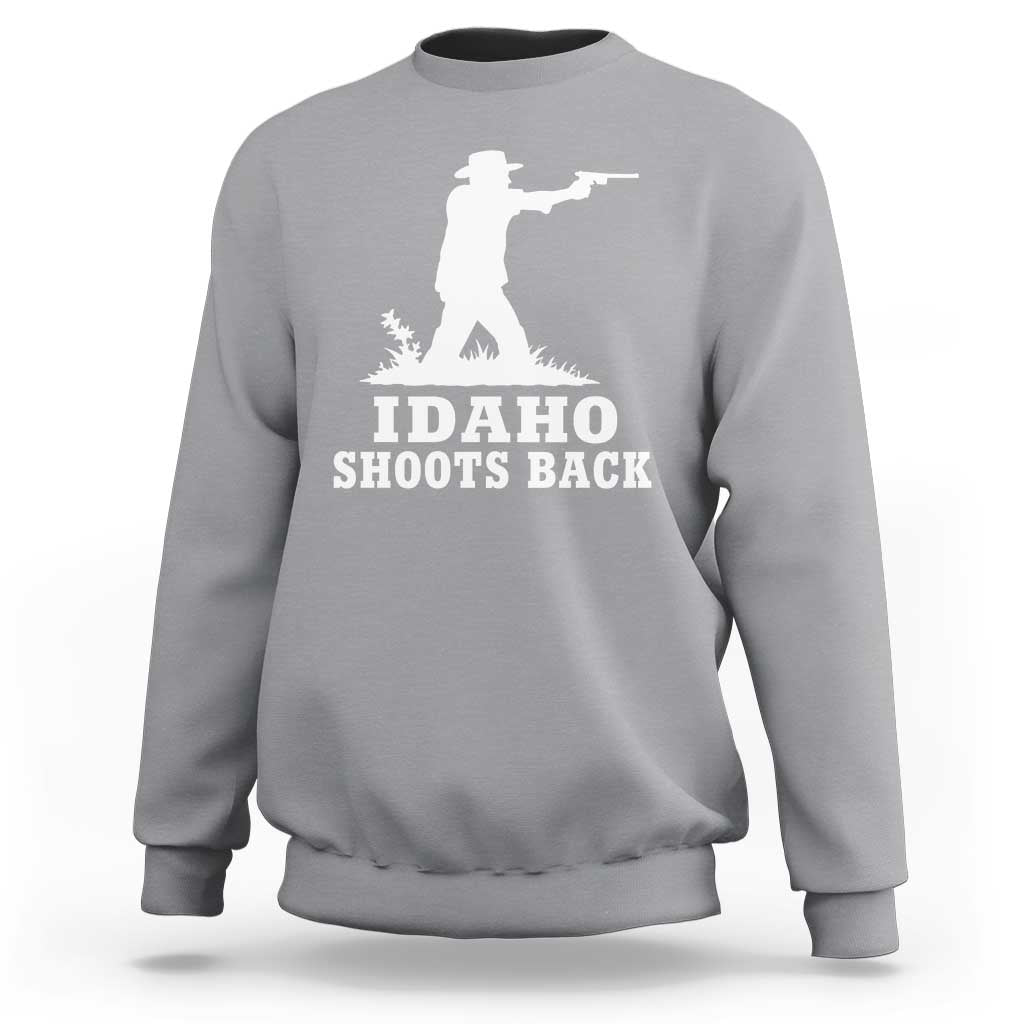 Idaho Shoots Back Cowboy Gunslinger Silhouette Patriotic Graphic Sweatshirt