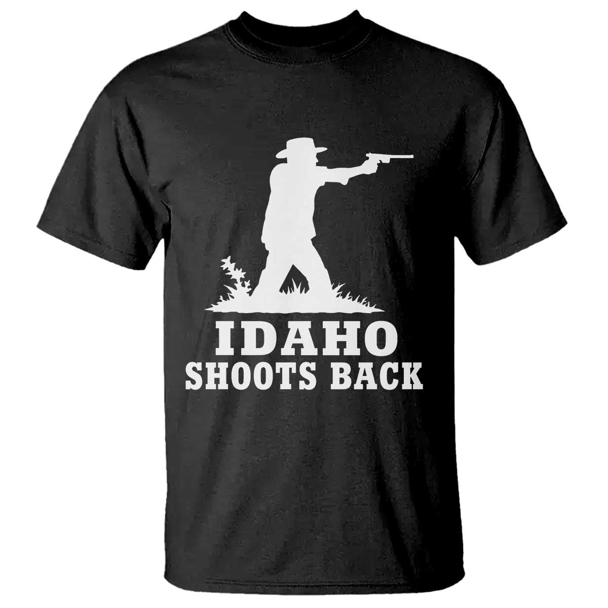 Idaho Shoots Back Cowboy Gunslinger Silhouette Patriotic Graphic T Shirt