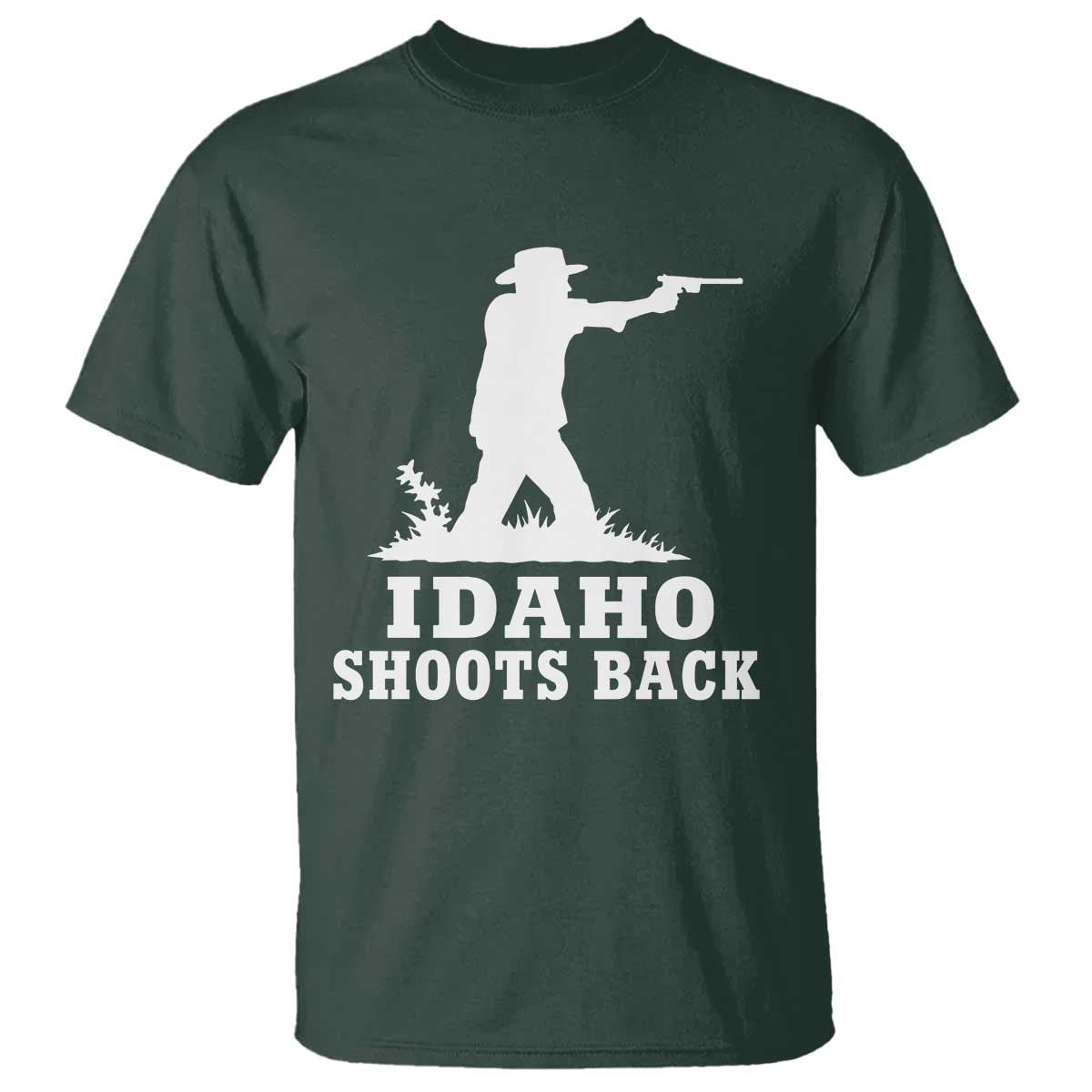 Idaho Shoots Back Cowboy Gunslinger Silhouette Patriotic Graphic T Shirt