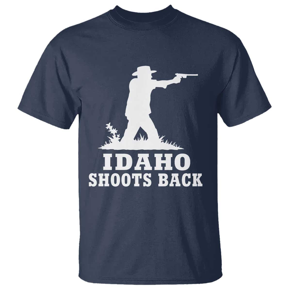 Idaho Shoots Back Cowboy Gunslinger Silhouette Patriotic Graphic T Shirt