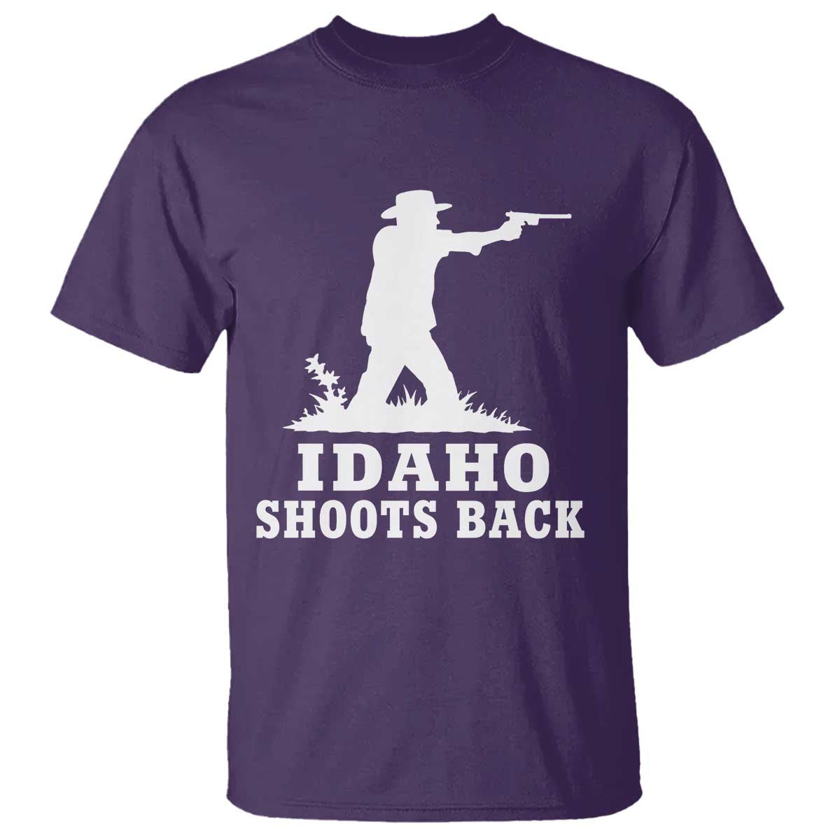 Idaho Shoots Back Cowboy Gunslinger Silhouette Patriotic Graphic T Shirt