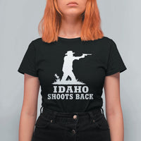 Idaho Shoots Back Cowboy Gunslinger Silhouette Patriotic Graphic T Shirt For Women