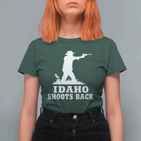 Idaho Shoots Back Cowboy Gunslinger Silhouette Patriotic Graphic T Shirt For Women
