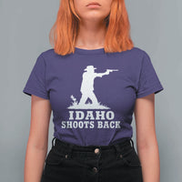Idaho Shoots Back Cowboy Gunslinger Silhouette Patriotic Graphic T Shirt For Women