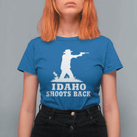 Idaho Shoots Back Cowboy Gunslinger Silhouette Patriotic Graphic T Shirt For Women
