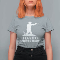 Idaho Shoots Back Cowboy Gunslinger Silhouette Patriotic Graphic T Shirt For Women