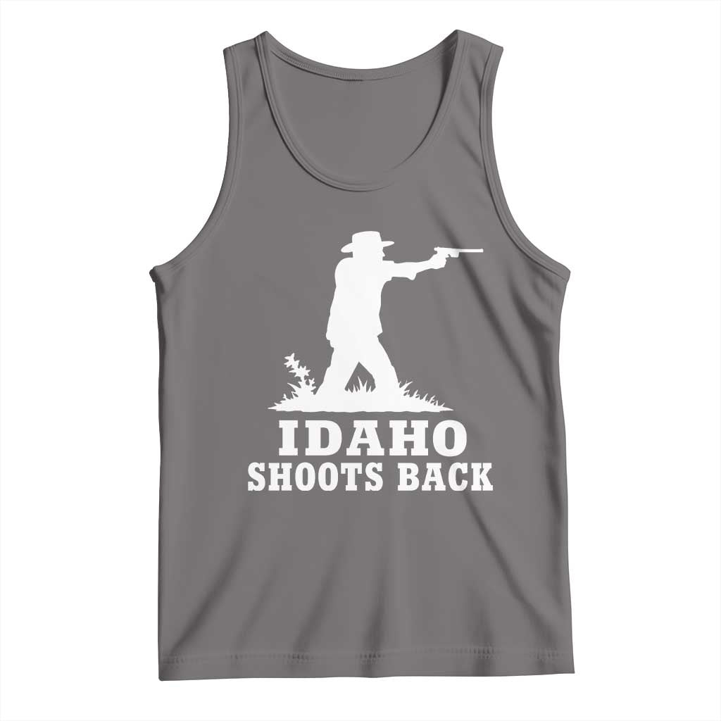 Idaho Shoots Back Cowboy Gunslinger Silhouette Patriotic Graphic Tank Top
