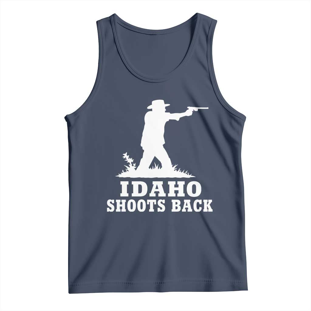 Idaho Shoots Back Cowboy Gunslinger Silhouette Patriotic Graphic Tank Top