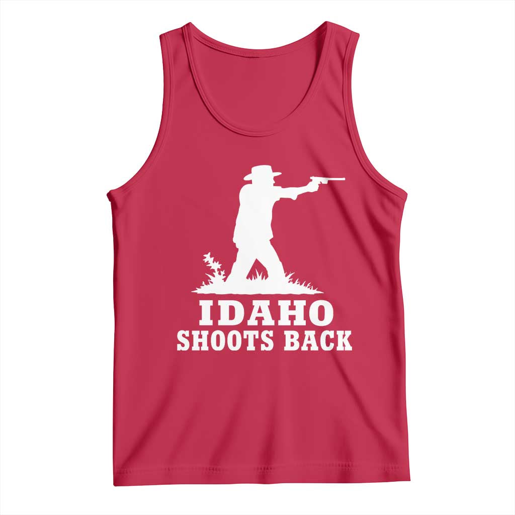 Idaho Shoots Back Cowboy Gunslinger Silhouette Patriotic Graphic Tank Top