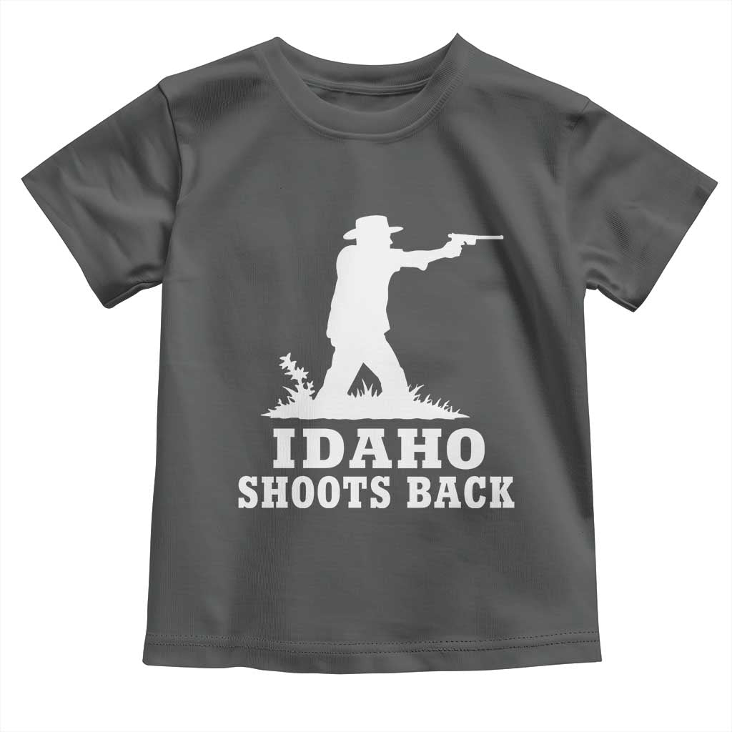 Idaho Shoots Back Cowboy Gunslinger Silhouette Patriotic Graphic Toddler T Shirt