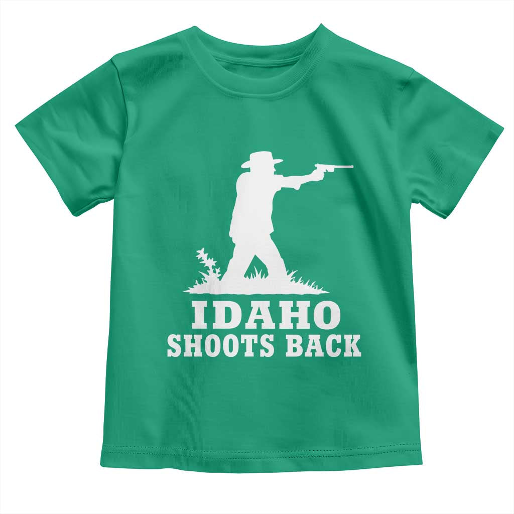 Idaho Shoots Back Cowboy Gunslinger Silhouette Patriotic Graphic Toddler T Shirt