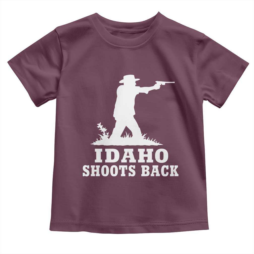 Idaho Shoots Back Cowboy Gunslinger Silhouette Patriotic Graphic Toddler T Shirt